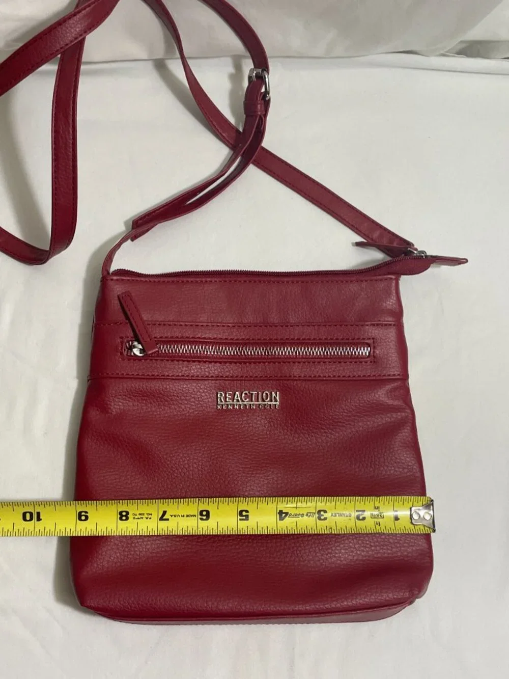 Kenneth Cole Reaction Red Crossbody Bag Faux Leather Adjustable Strap Purse